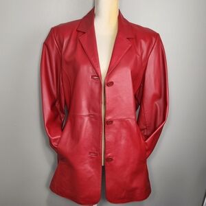 VTG Leather Red Jacket New York Classics Women's Size 14 soft Classic